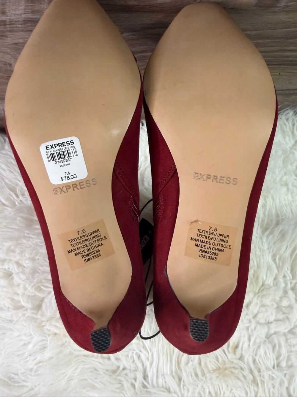 Express Women’s 7.5 Burgundy Suede Ankle Boots Pointed Toe Kitten Heel Y2K - Picture 7 of 9